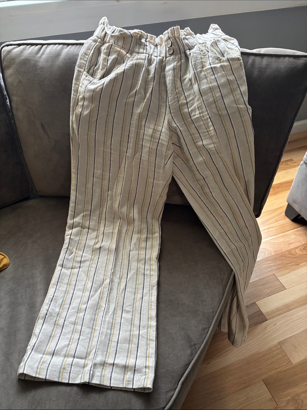 Rewind Beige Striped Men’s Casual Chinos